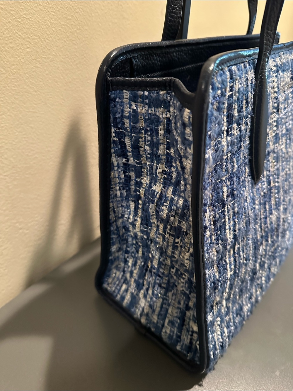 kate spade Rowe navy and white tweed tote with tassel - Picture 4 of 10